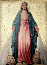 Icône de la Vierge miraculeuse de la rue du Bac 6.5cm *8 cm Sérigraphie sur dorure